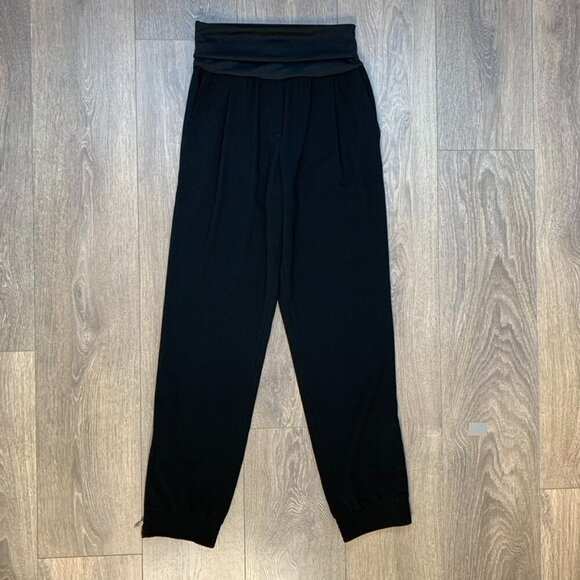 Aritzia Wilfred Tuxedo Pant High fold over Waist Straight Leg Trouser Black XS - Picture 6 of 12